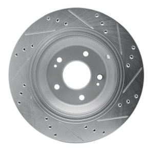 Hyundai Equus Brake Rotor (1) - Rear Left - R1 Concepts - Drilled & Slotted - Silver - `11-`17